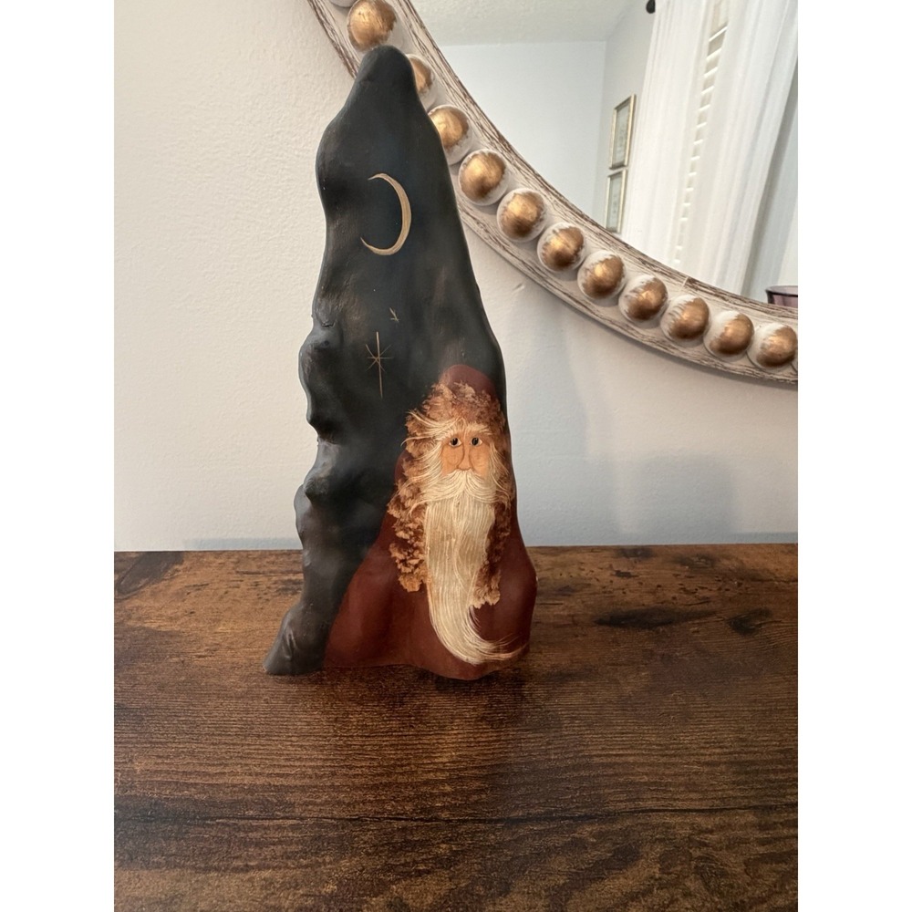 Signed 1998 Hand Carved Wood Santa Driftwood Folk Art One Of A Kind Rustic